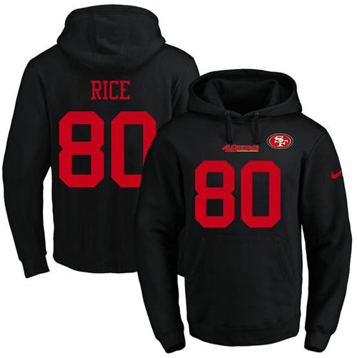 Nike 49ers #80 Jerry Rice Black Name & Number Pullover NFL Hoodie